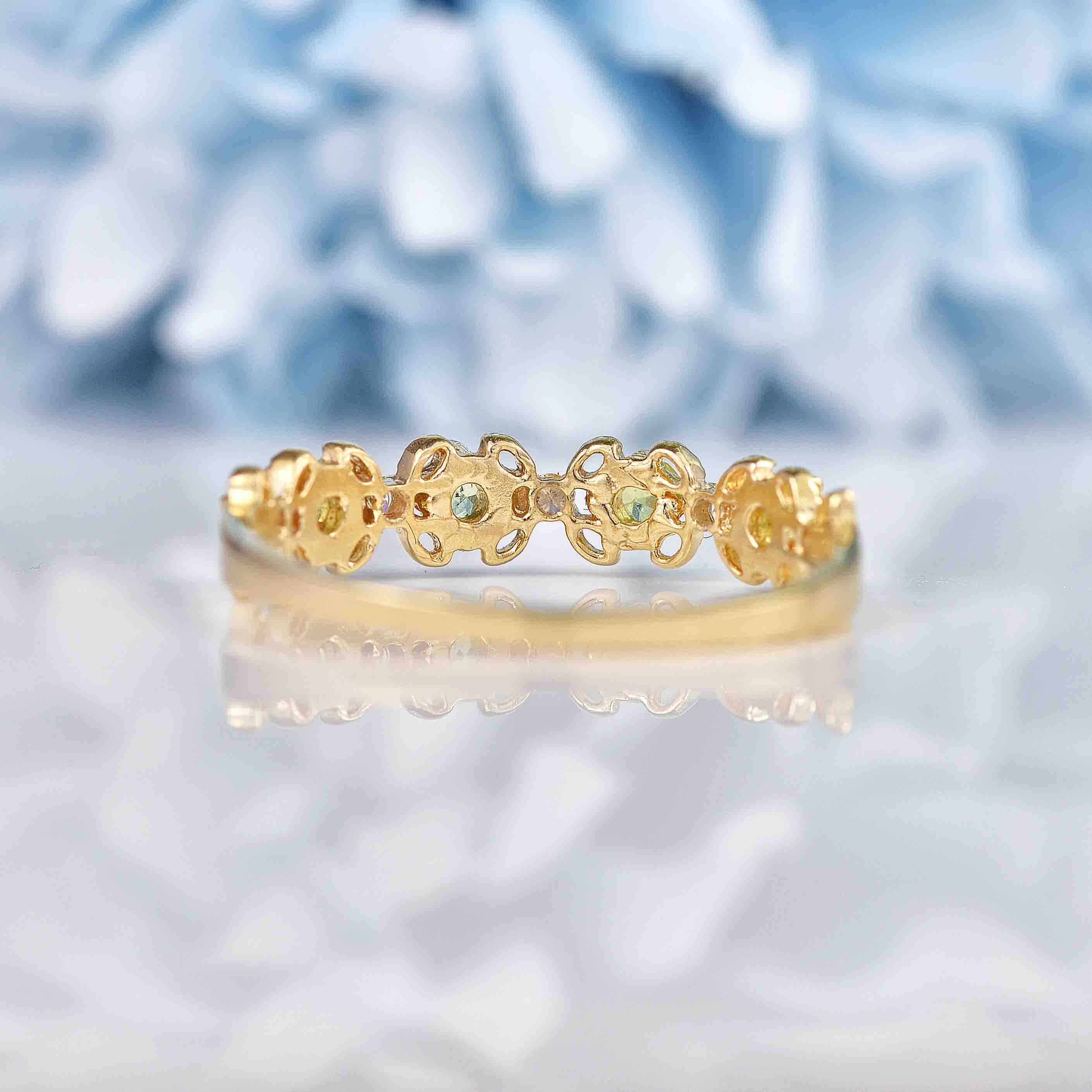Ellibelle Jewellery Peridot & Diamond 9ct Gold Filigree Stacking Band Ring