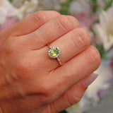 Ellibelle Jewellery Peridot & Diamond 9ct Gold Halo Ring