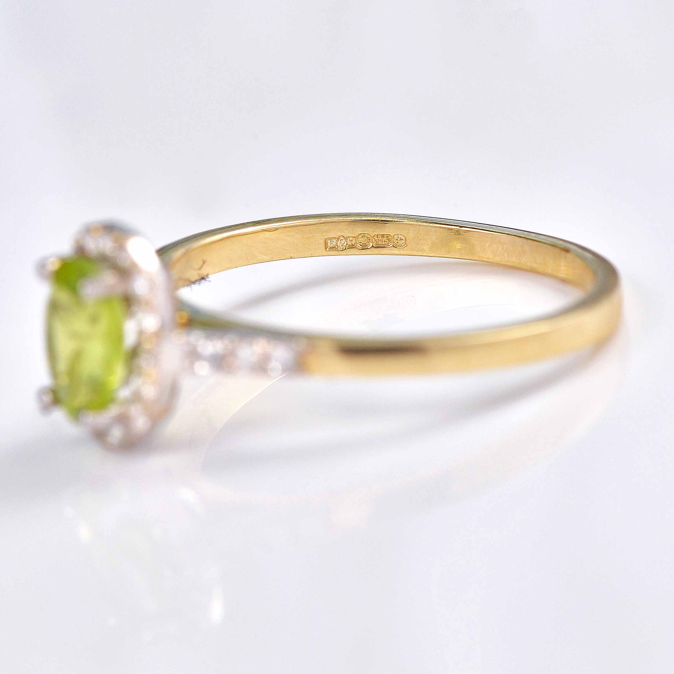 Ellibelle Jewellery Peridot & Diamond 9ct Gold Halo Ring