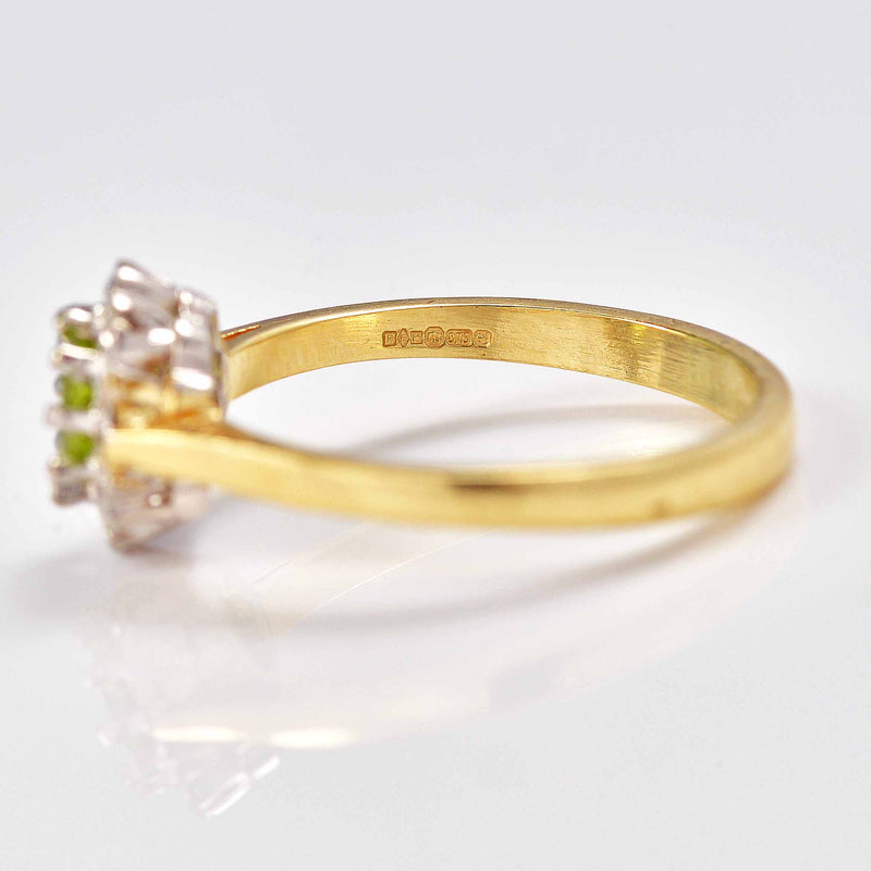 Ellibelle Jewellery Peridot & Diamond 9ct Gold Oval Cluster Ring