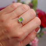 Ellibelle Jewellery Peridot & Diamond 9ct Gold Panel Ring