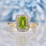 Ellibelle Jewellery Peridot & Diamond 9ct Gold Panel Ring