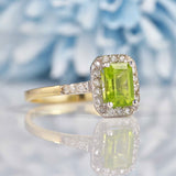 Ellibelle Jewellery Peridot & Diamond 9ct Gold Panel Ring