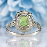 Ellibelle Jewellery Peridot & Diamond Platinum Oval Cluster Ring (1.25cts)