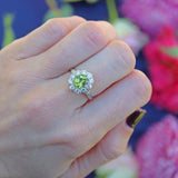Ellibelle Jewellery Peridot & Diamond Platinum Oval Cluster Ring (1.25cts)