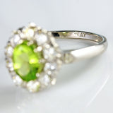 Ellibelle Jewellery Peridot & Diamond Platinum Oval Cluster Ring (1.25cts)