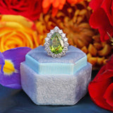 Ellibelle Jewellery Peridot & Diamond Platinum Pear-Shaped Cluster Ring (4.10cts)