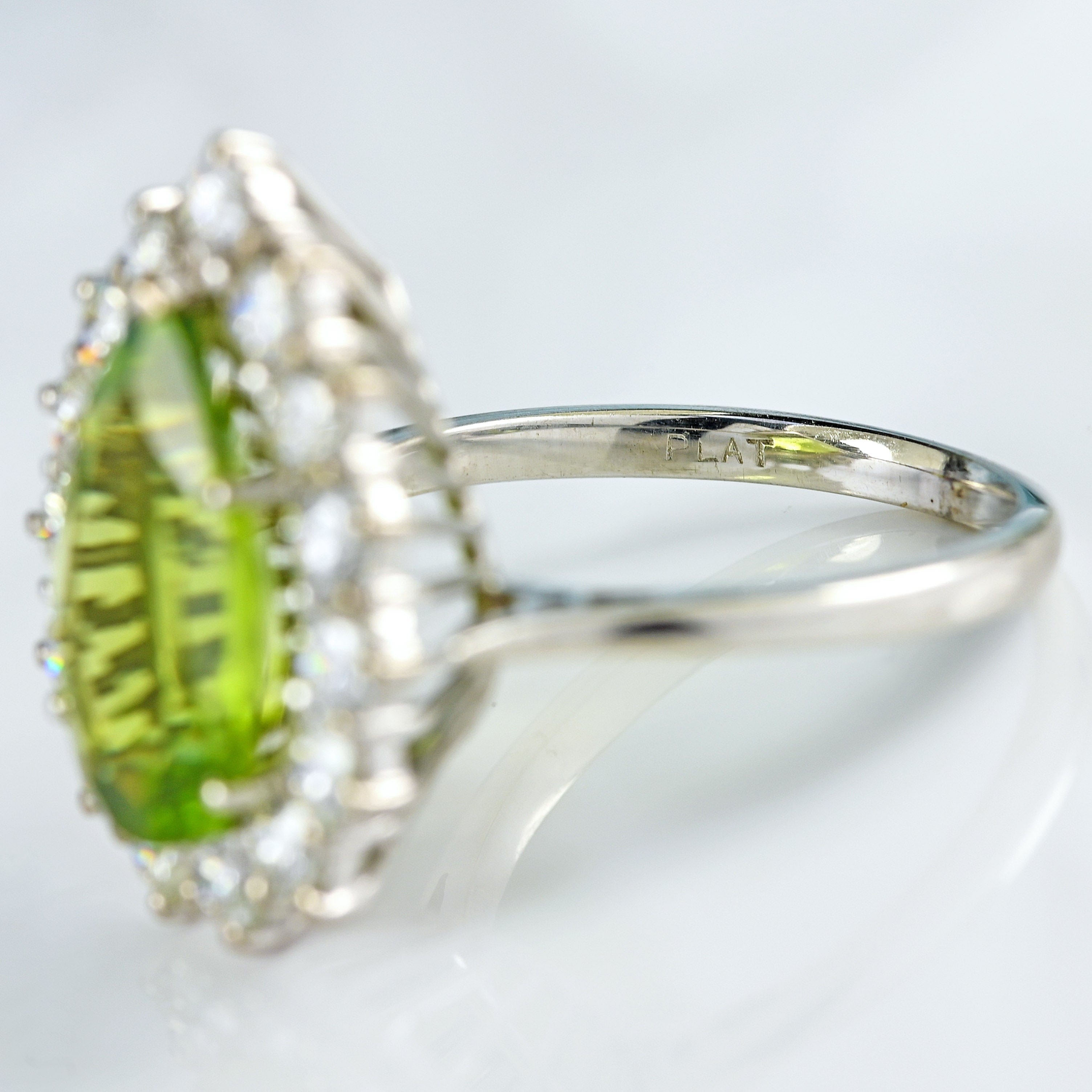 Ellibelle Jewellery Peridot & Diamond Platinum Pear-Shaped Cluster Ring (4.10cts)