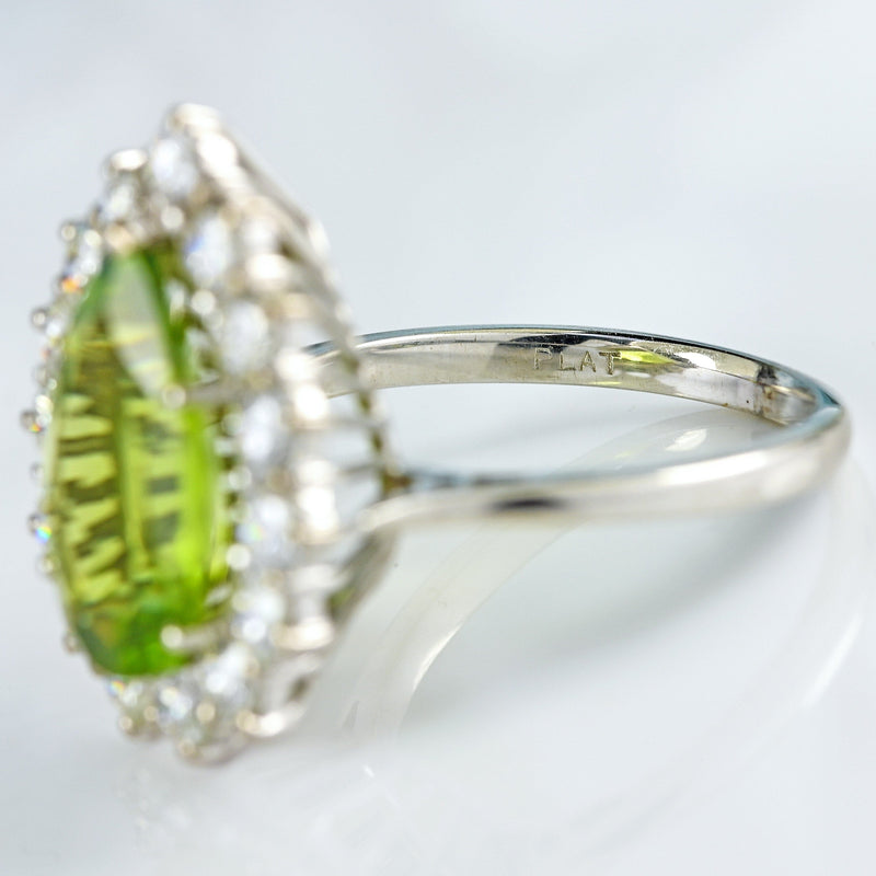 Ellibelle Jewellery Peridot & Diamond Platinum Pear-Shaped Cluster Ring (4.10cts)