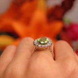 Ellibelle Jewellery Peridot & Diamond Platinum Pear-Shaped Cluster Ring (4.10cts)