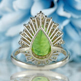 Ellibelle Jewellery Peridot & Diamond Platinum Pear-Shaped Cluster Ring (4.10cts)