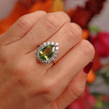 Ellibelle Jewellery Peridot & Diamond Platinum Pear-Shaped Cluster Ring (4.10cts)