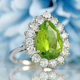 Ellibelle Jewellery Peridot & Diamond Platinum Pear-Shaped Cluster Ring (4.10cts)