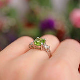 Ellibelle Jewellery Peridot & Diamond Platinum Three-Stone Engagement Ring (2.20cts)