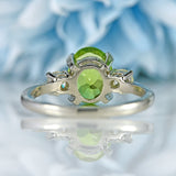 Ellibelle Jewellery Peridot & Diamond Platinum Three-Stone Engagement Ring (2.20cts)
