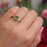 Ellibelle Jewellery Peridot & Diamond Platinum Three-Stone Engagement Ring (2.20cts)