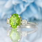 Ellibelle Jewellery Peridot & Diamond Platinum Three-Stone Engagement Ring (2.20cts)
