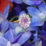 Ellibelle Jewellery Pink Sapphire & Diamond 18ct Gold Cluster Engagement Ring (1.35cts)