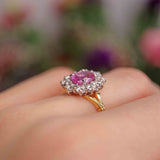 Ellibelle Jewellery Pink Sapphire & Diamond 18ct Gold Cluster Engagement Ring (1.35cts)