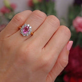 Ellibelle Jewellery Pink Sapphire & Diamond 18ct Gold Cluster Engagement Ring (1.35cts)