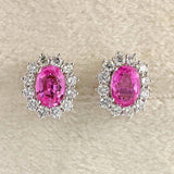Ellibelle Jewellery Pink Sapphire & Diamond 18ct Gold Cluster Stud Earrings