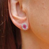Ellibelle Jewellery Pink Sapphire & Diamond 18ct Gold Cluster Stud Earrings