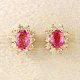 Ellibelle Jewellery Pink Sapphire & Diamond 18ct Gold Cluster Stud Earrings