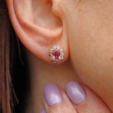 Ellibelle Jewellery Pink Sapphire & Diamond 18ct Gold Cluster Stud Earrings