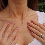 Ellibelle Jewellery Pink Sapphire & Diamond 18ct White Gold Cluster Pendant Necklace