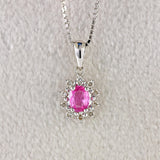 Ellibelle Jewellery Pink Sapphire & Diamond 18ct White Gold Cluster Pendant Necklace
