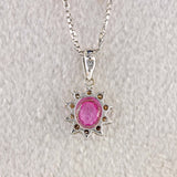 Ellibelle Jewellery Pink Sapphire & Diamond 18ct White Gold Cluster Pendant Necklace