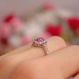 Ellibelle Jewellery Pink Sapphire & Diamond 18ct White Gold Halo Cluster Ring