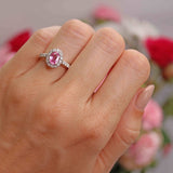 Ellibelle Jewellery Pink Sapphire & Diamond 18ct White Gold Halo Cluster Ring