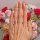 Ellibelle Jewellery Pink Sapphire & Diamond 18ct White Gold Halo Cluster Ring