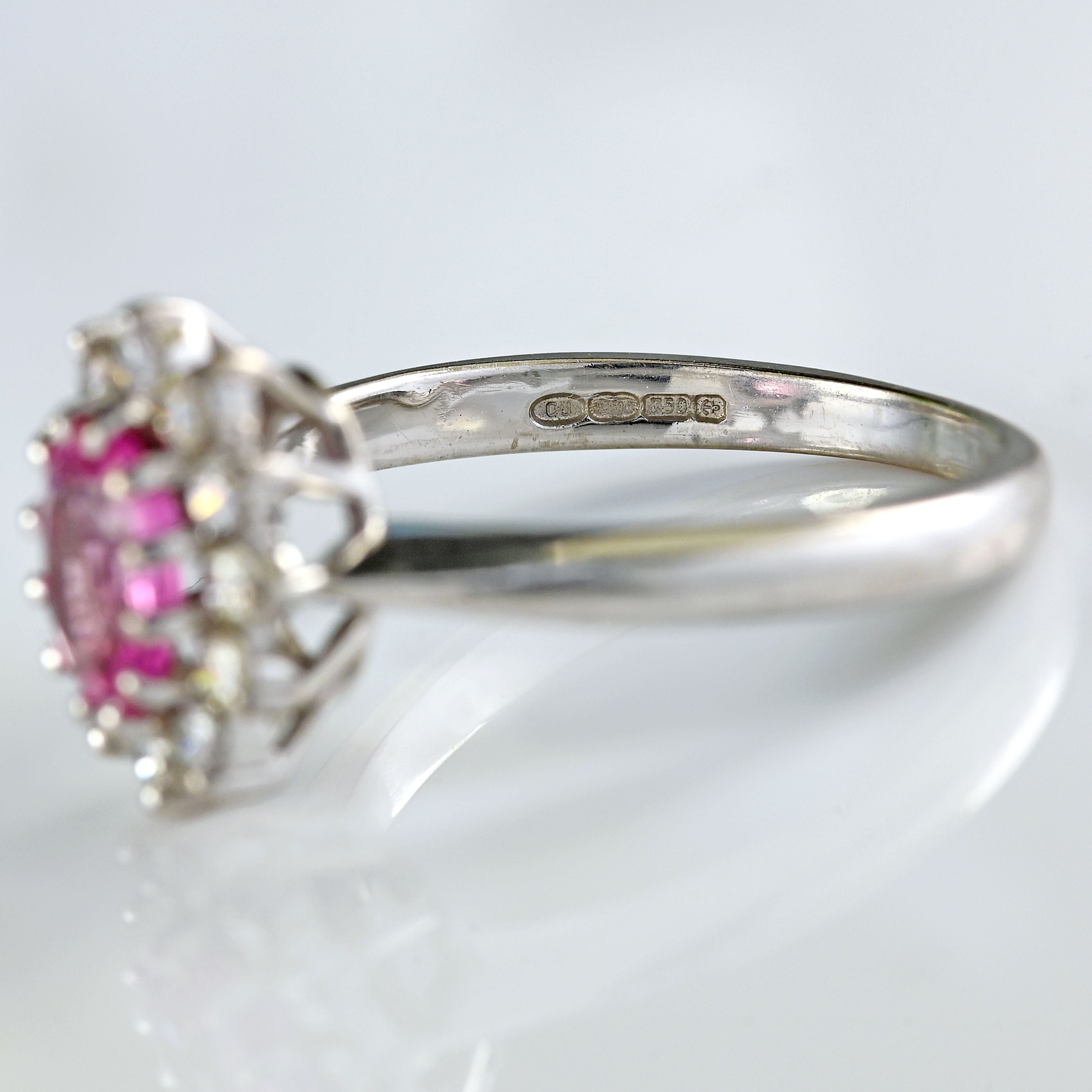 Ellibelle Jewellery Pink Sapphire & Diamond 18ct White Gold Oval Cluster Ring