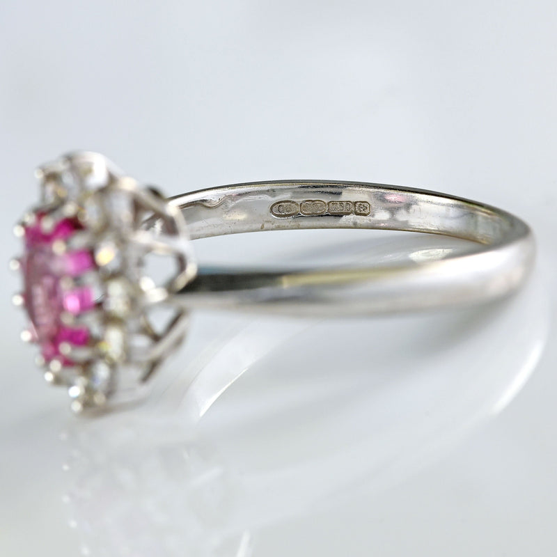 Ellibelle Jewellery Pink Sapphire & Diamond 18ct White Gold Oval Cluster Ring