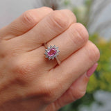 Ellibelle Jewellery Pink Sapphire & Diamond 18ct White Gold Oval Cluster Ring