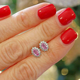 Ellibelle Jewellery Pink Sapphire & Diamond Platinum Cluster Stud Earrings