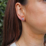 Ellibelle Jewellery Pink Sapphire & Diamond Platinum Cluster Stud Earrings