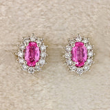 Ellibelle Jewellery Pink Sapphire & Diamond Platinum Cluster Stud Earrings