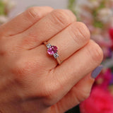 Ellibelle Jewellery Pink Sapphire & Diamond Platinum Oval Three-Stone Engagement Ring (0.93ct)