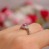 Ellibelle Jewellery Pink Sapphire & Vari-Cut Diamond Platinum Cluster Ring