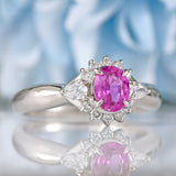 Ellibelle Jewellery Pink Sapphire & Vari-Cut Diamond Platinum Cluster Ring