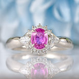 Ellibelle Jewellery Pink Sapphire & Vari-Cut Diamond Platinum Cluster Ring