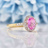 Ellibelle Jewellery Pink Topaz & Diamond 9ct Gold Halo Ring