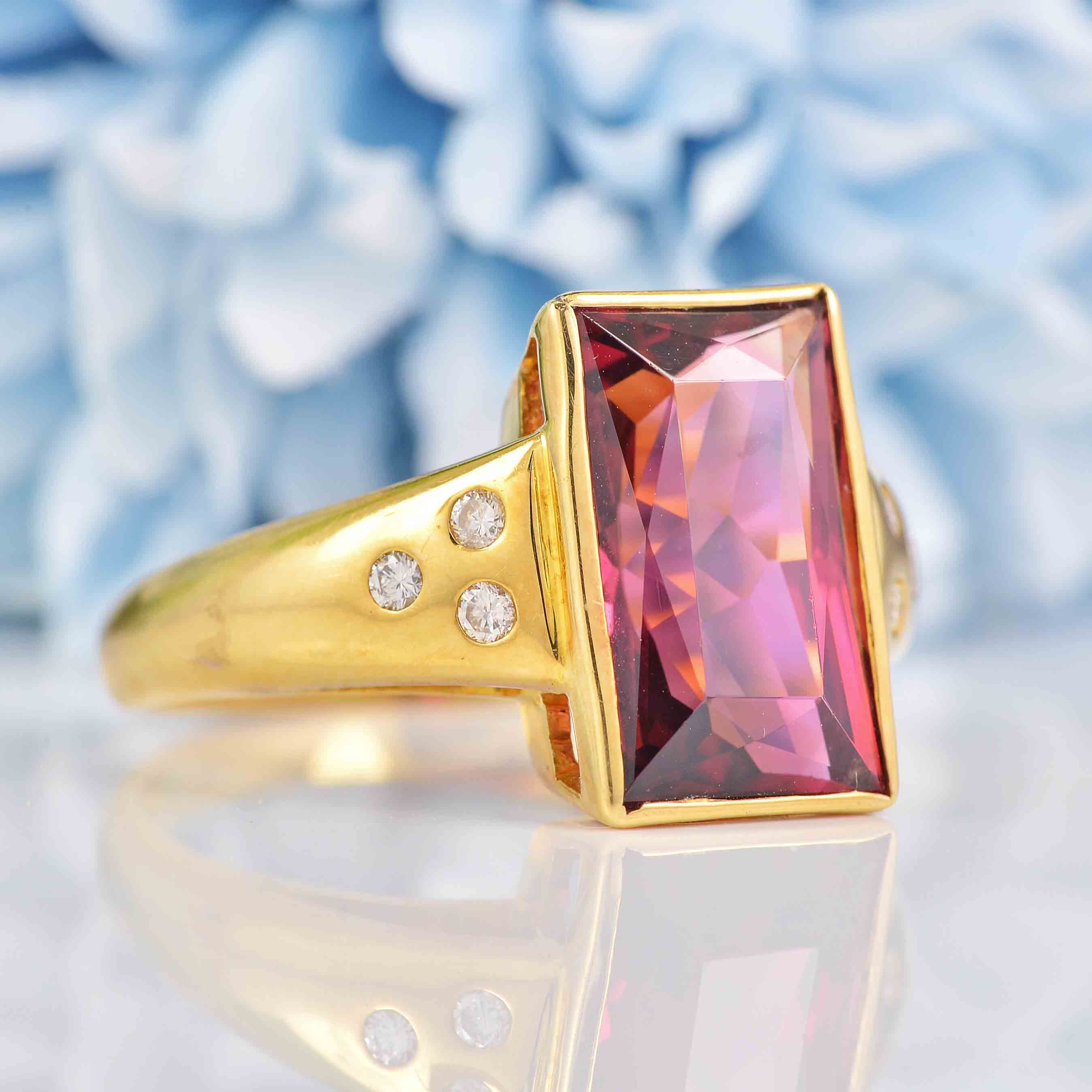 Ellibelle Jewellery Pink Tourmaline & Diamond 18ct Gold Ring