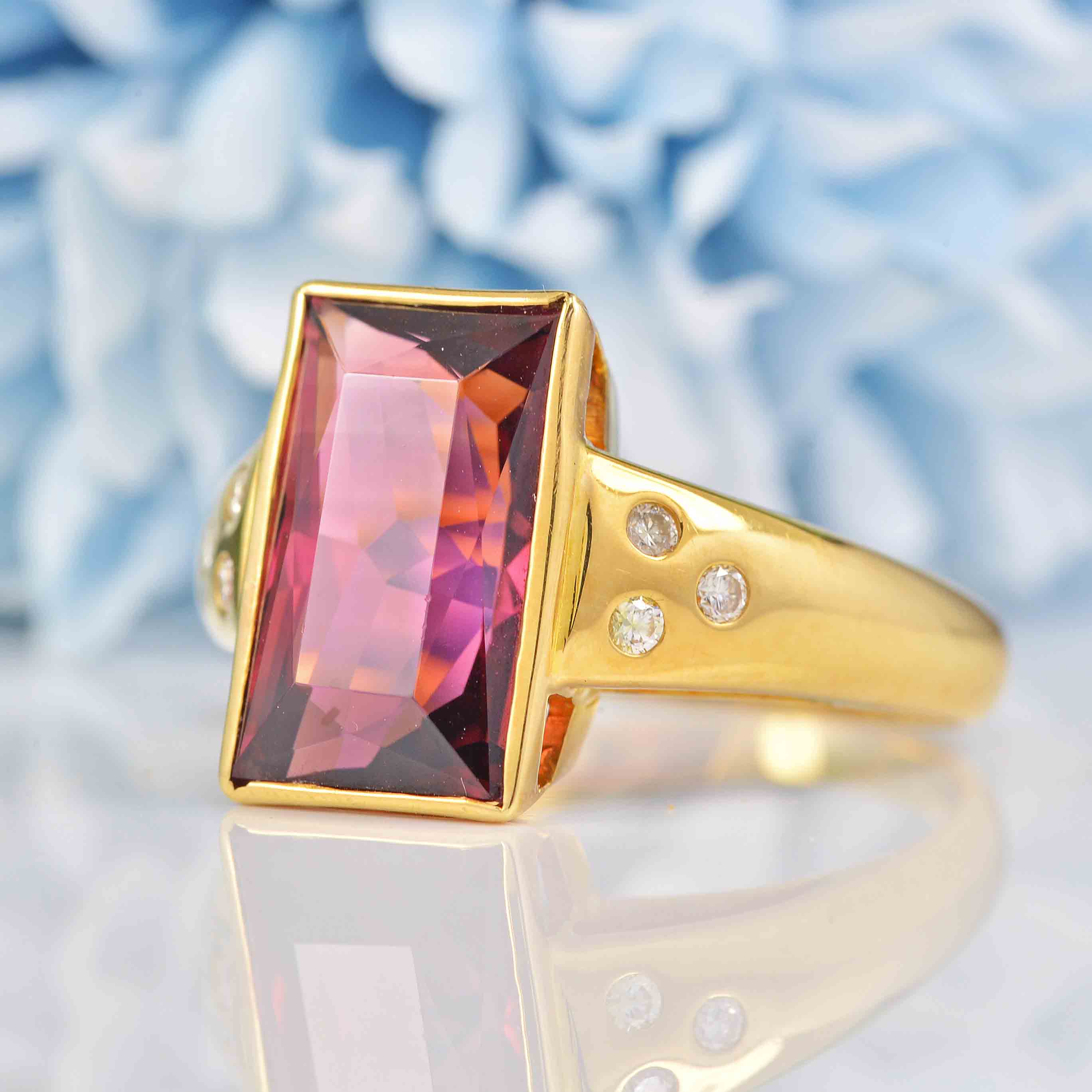 Ellibelle Jewellery Pink Tourmaline & Diamond 18ct Gold Ring