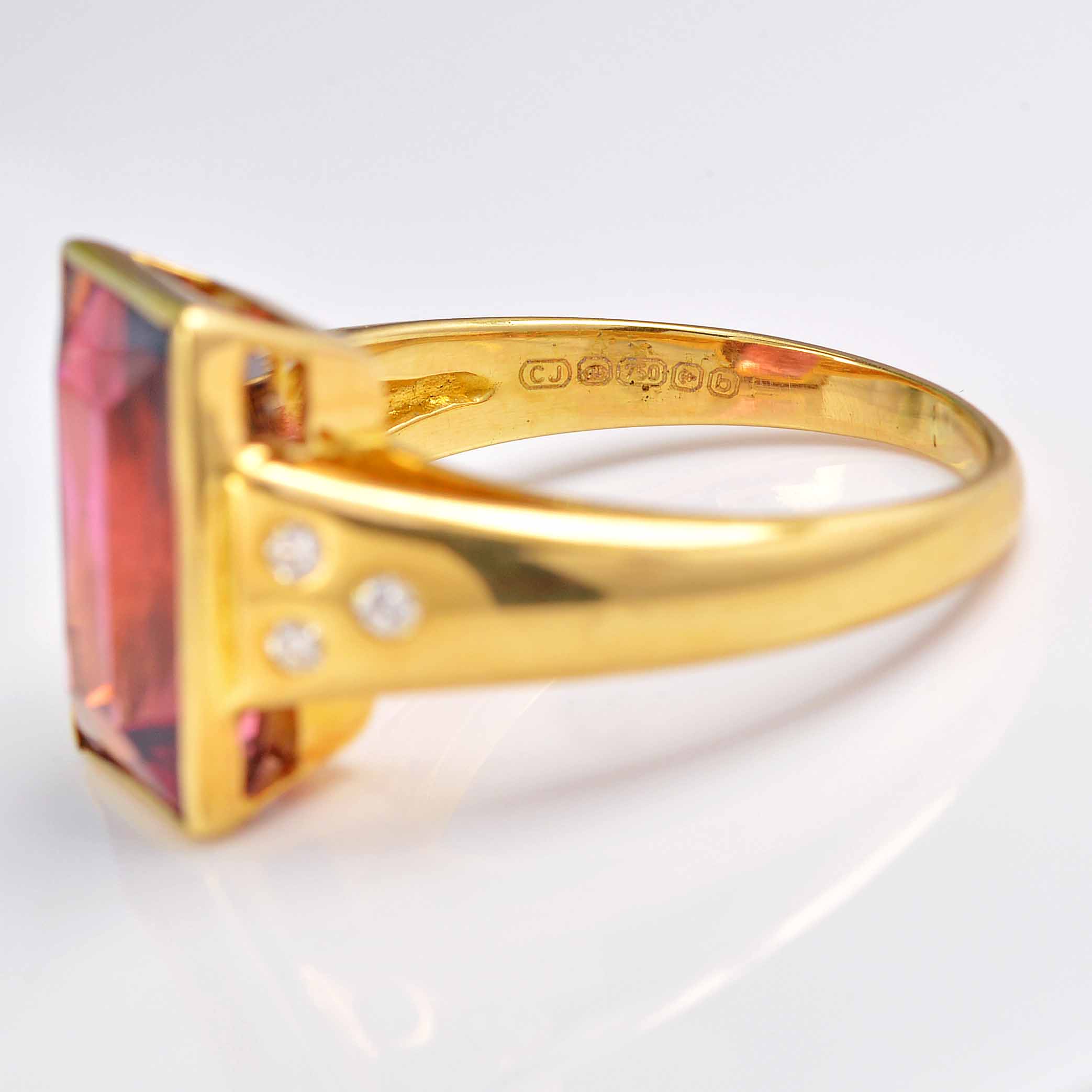 Ellibelle Jewellery Pink Tourmaline & Diamond 18ct Gold Ring