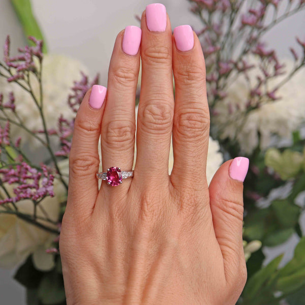 Ellibelle Jewellery Pink Tourmaline & Diamond 18ct White Gold Ring