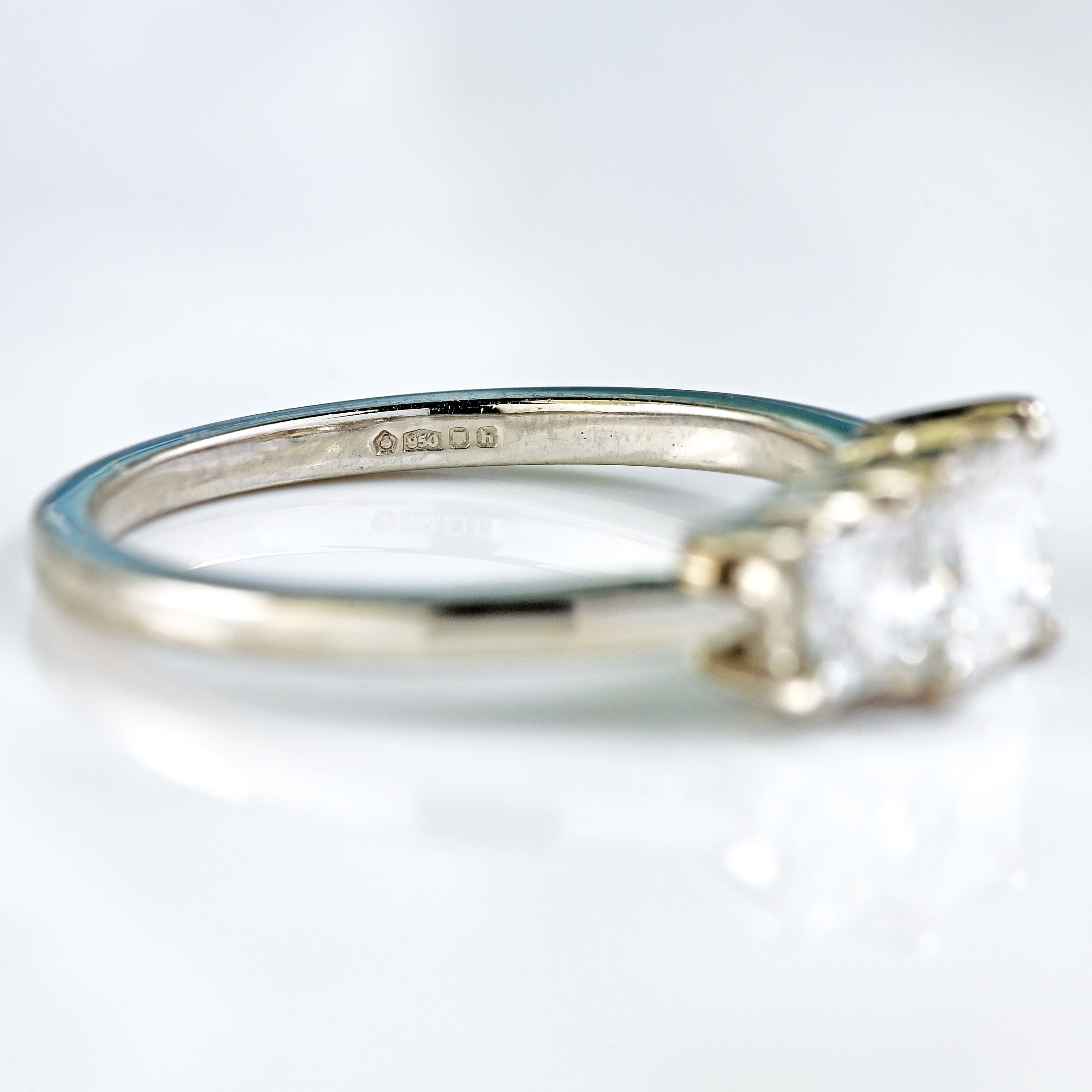 Ellibelle Jewellery Platinum 1 Carat Princess-Cut Diamond Three-Stone Trilogy Ring